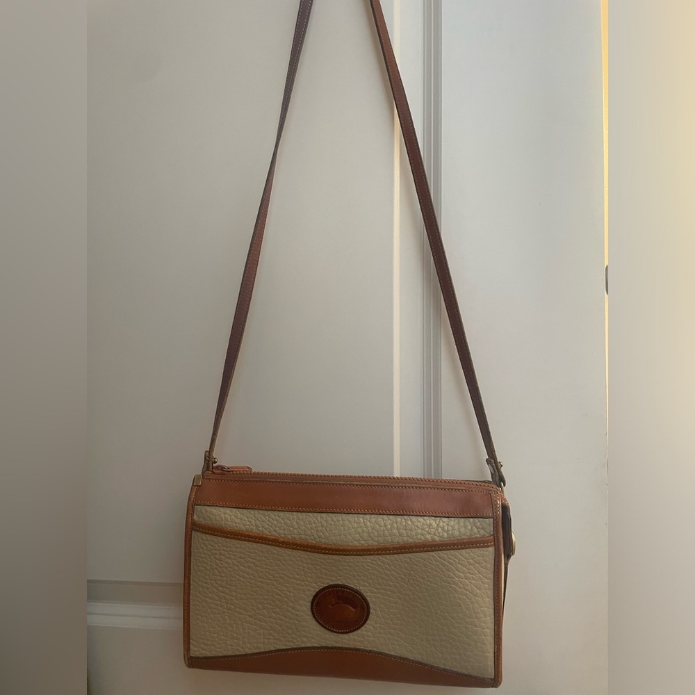 Vintage Dooney and Bourke Crossbody Bag Cream Tan All Weather Leather